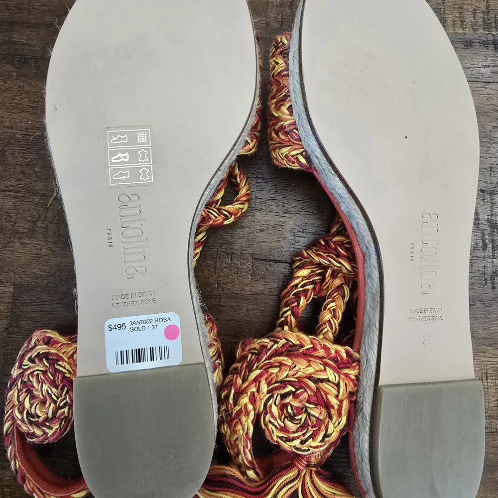 NWOT Antolina Paris‎ Flat Braided Sandals Dust Bag Included